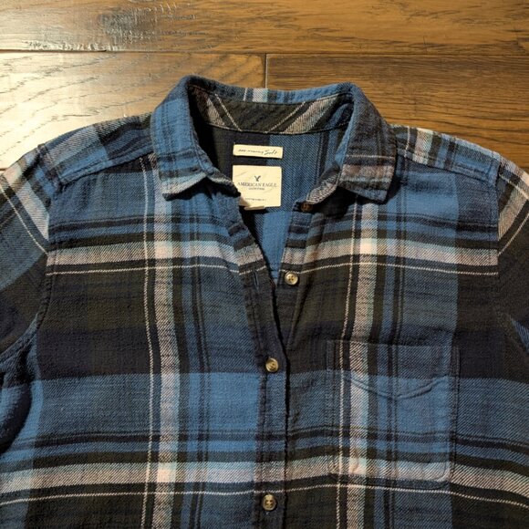 American Eagle Ahh-mazingly soft plaid shirt blue size small - Picture 9 of 16